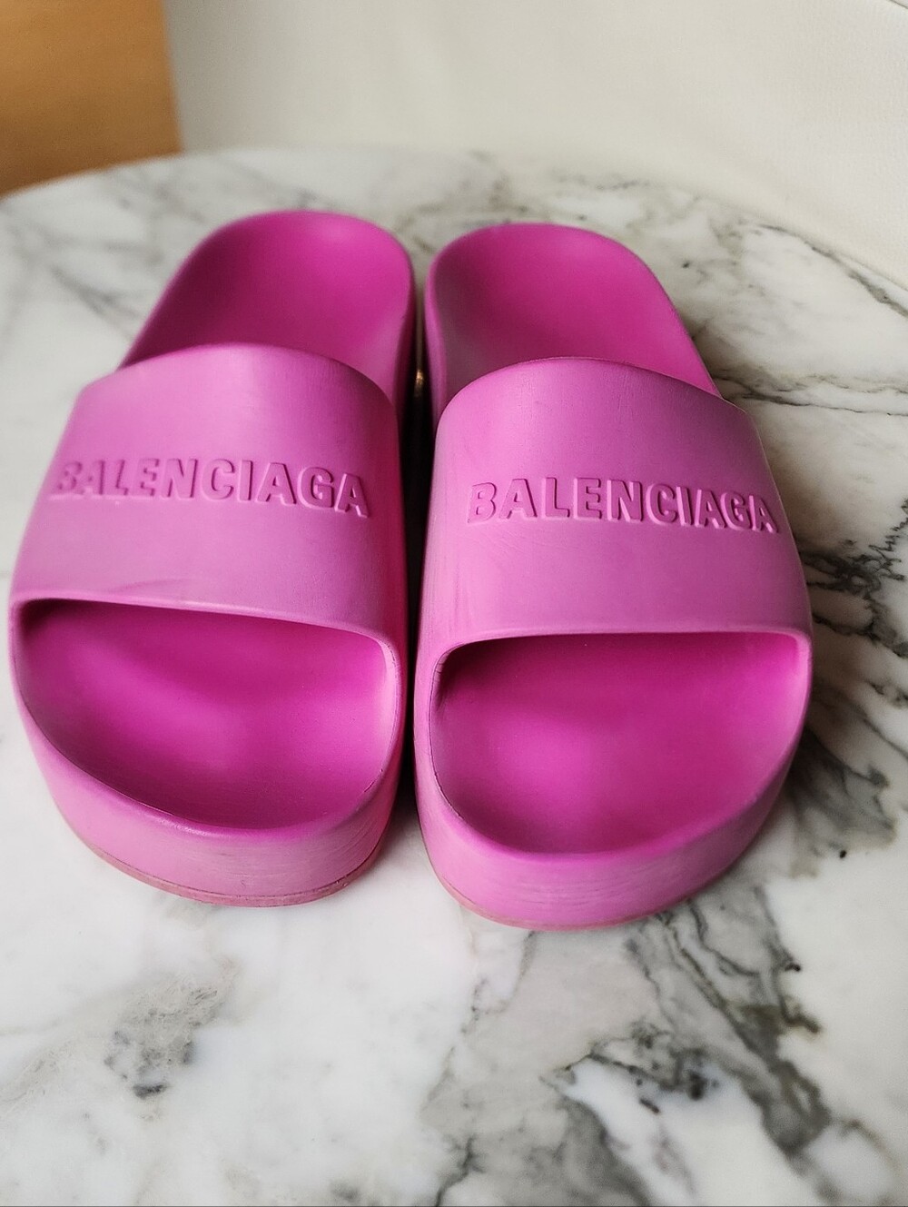 Balenciaga Pink Chunky Rubber Pool Slide Sandals Size 7 - Picture 9 of 10